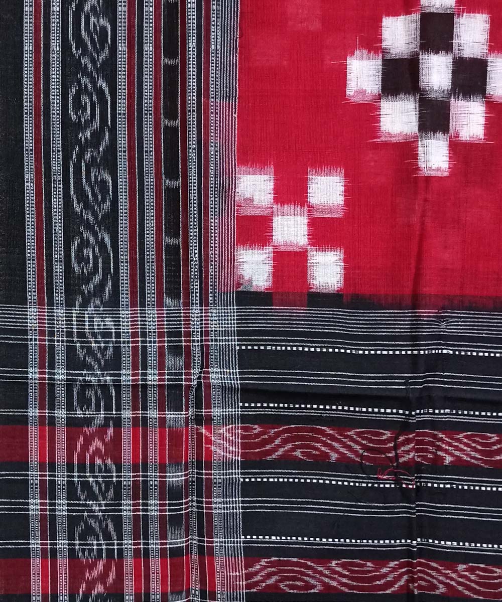 Red black handwoven cotton sambalpuri stole