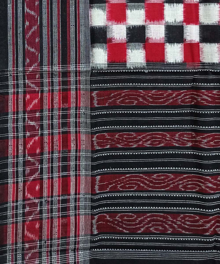 White red and black handwoven cotton sambalpuri stole