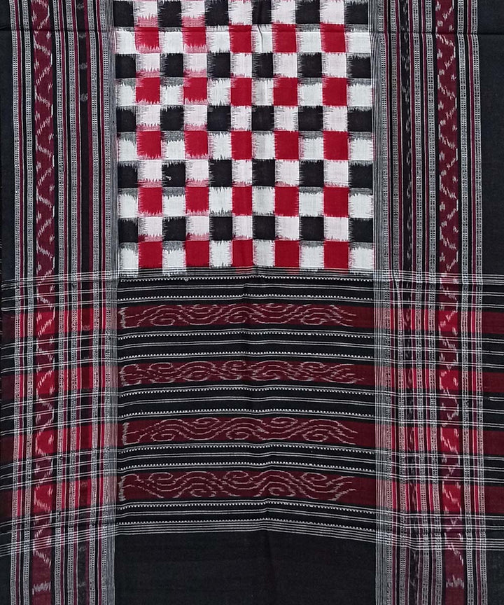 White red and black handwoven cotton sambalpuri stole