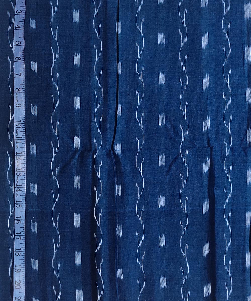 2.5m Blue white handwoven cotton sambalpuri ikat kurta fabric