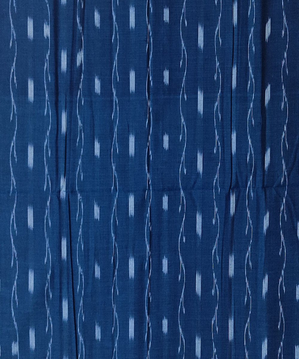 2.5m Blue white handwoven cotton sambalpuri ikat kurta fabric
