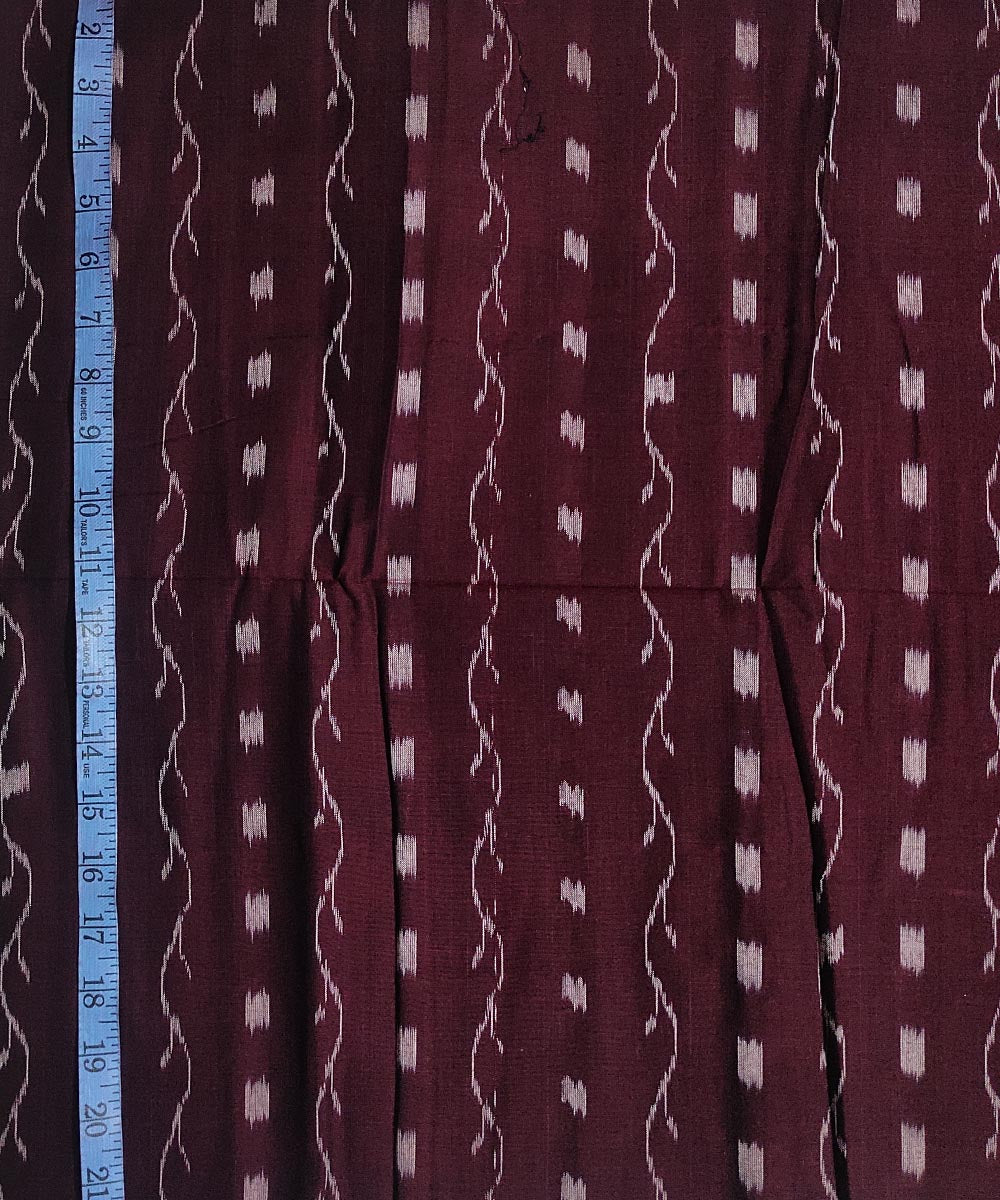 2.5m Maroon white handloom cotton sambalpuri ikat kurta fabric