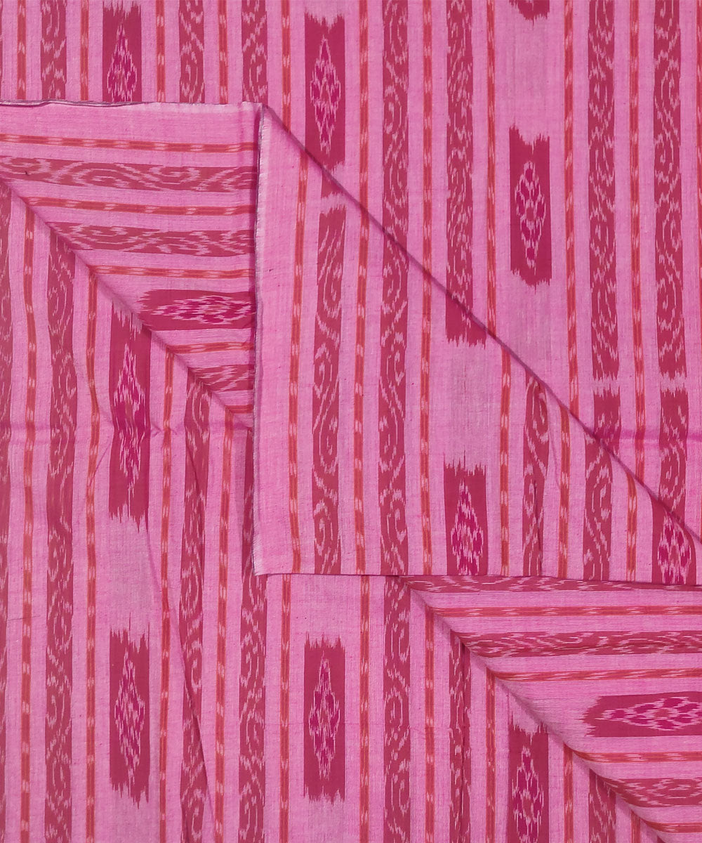 2.5m Pink red handwoven cotton sambalpuri kurta fabric