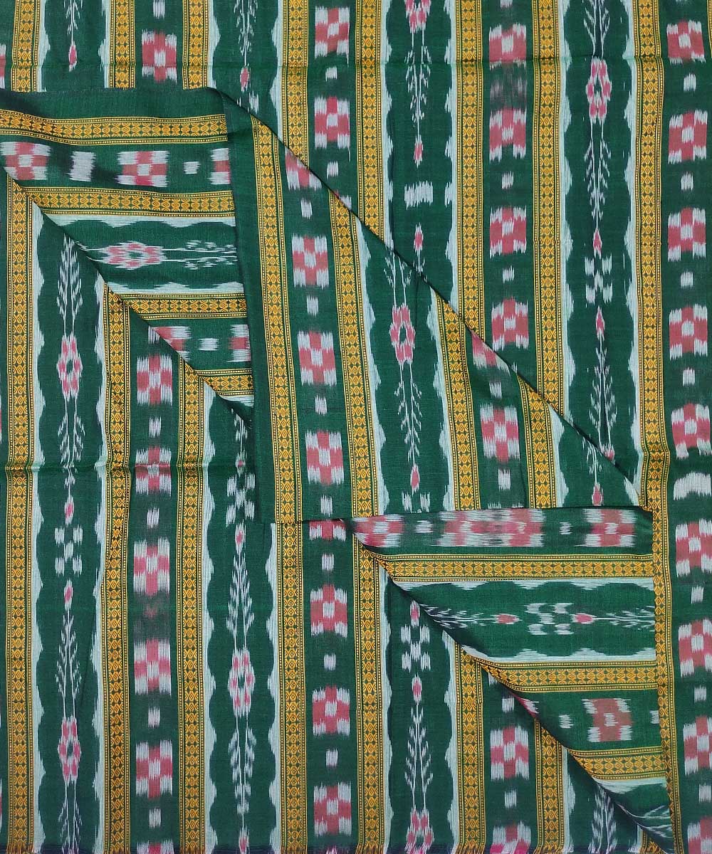 2.5m Dark green handwoven cotton sambalpuri kurta fabric