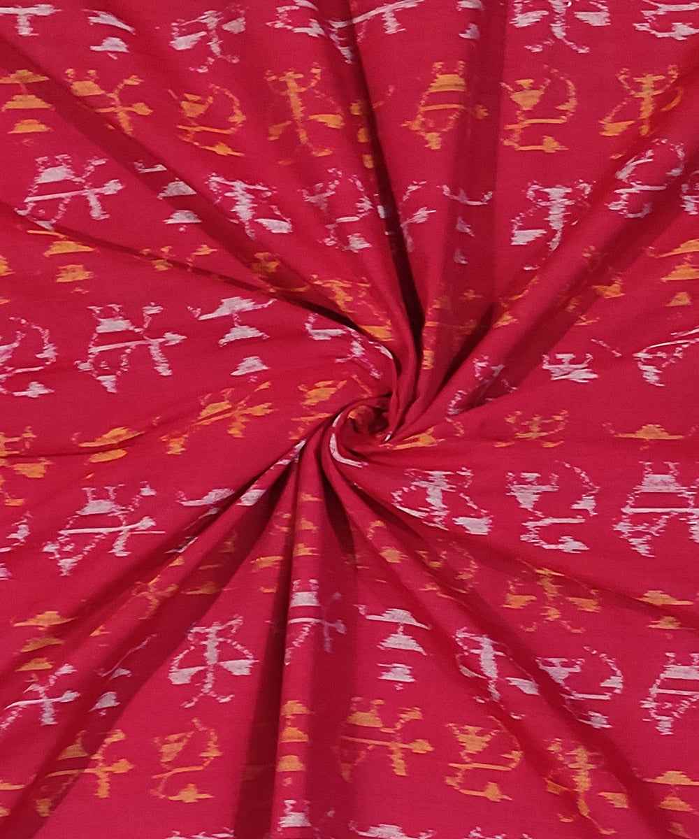 2.5m Red handwoven cotton sambalpuri kurta fabric