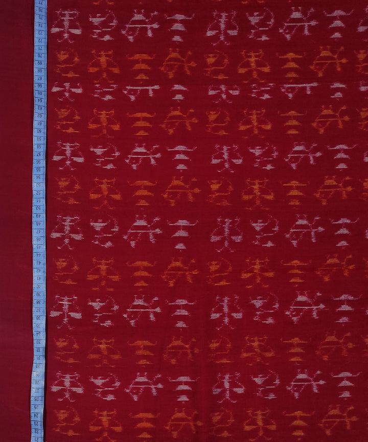2.5m Red handwoven cotton sambalpuri kurta fabric