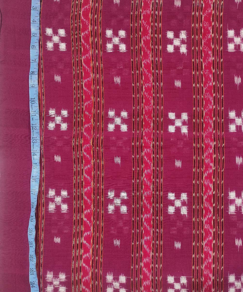 2.5m Maroon handwoven sambalpuri double ikat cotton kurta material