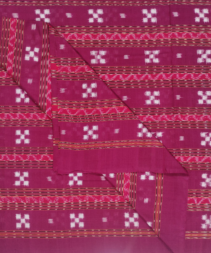 2.5m Maroon handwoven sambalpuri double ikat cotton kurta material