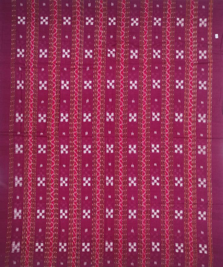 2.5m Maroon handwoven sambalpuri double ikat cotton kurta material