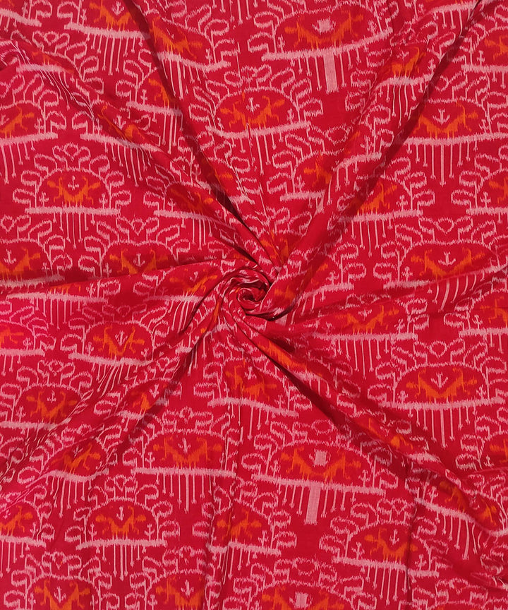 2.5m Red handwoven cotton sambalpuri ikat kurta material