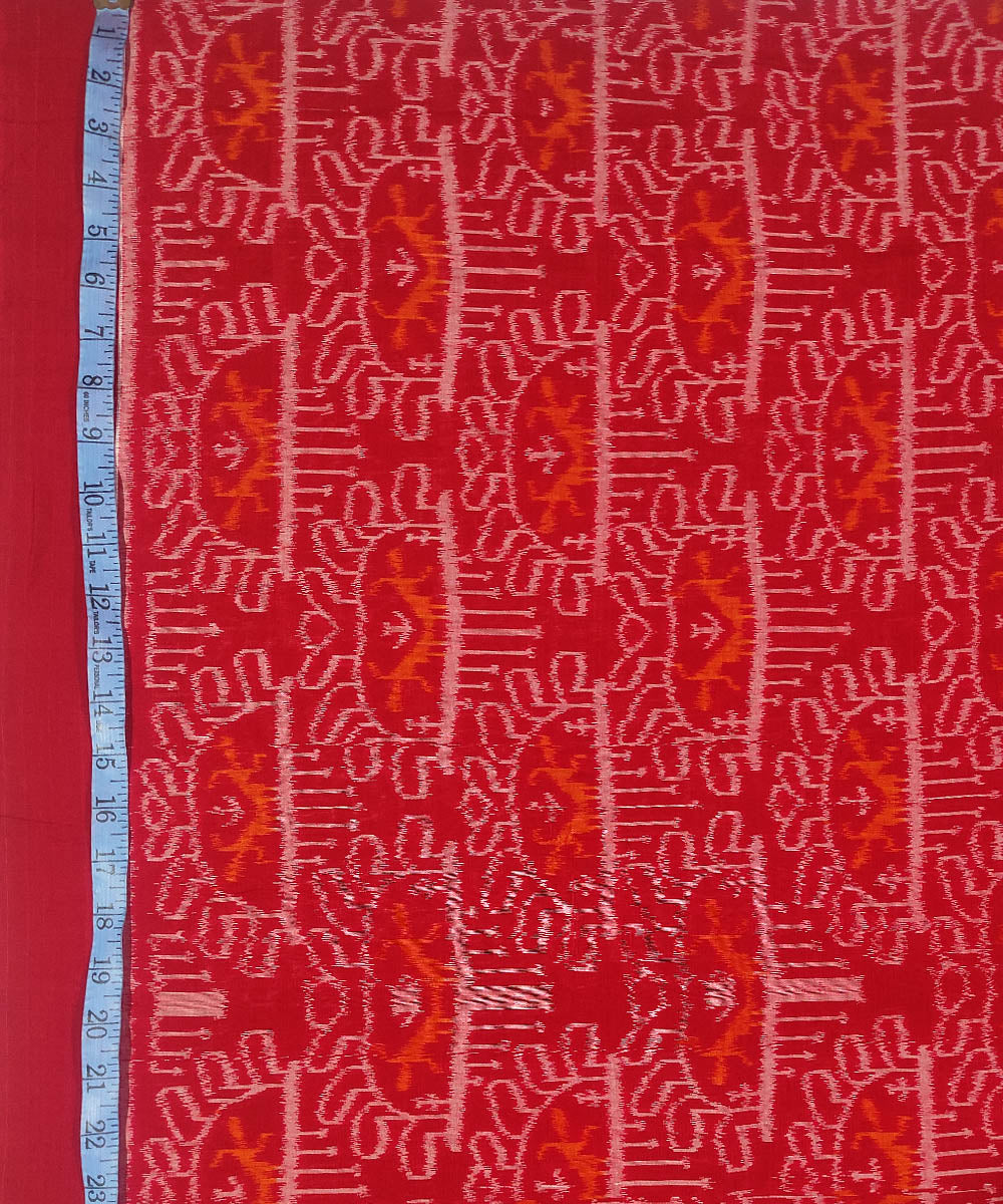 2.5m Red handwoven cotton sambalpuri ikat kurta material