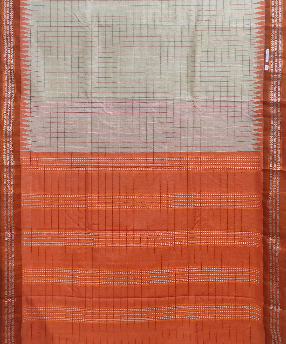 Beige brown tussar silk handwoven sambalpuri odisha ikat saree