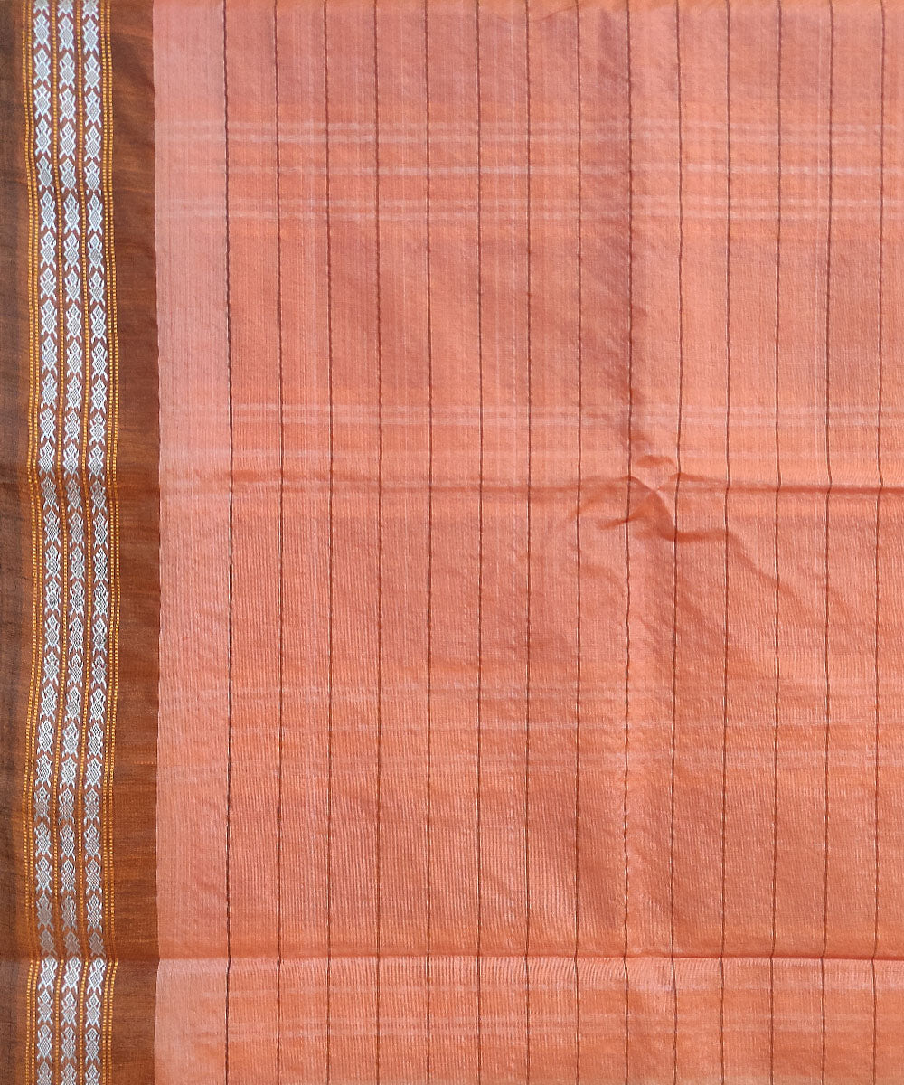 Beige brown tussar silk handwoven sambalpuri odisha ikat saree