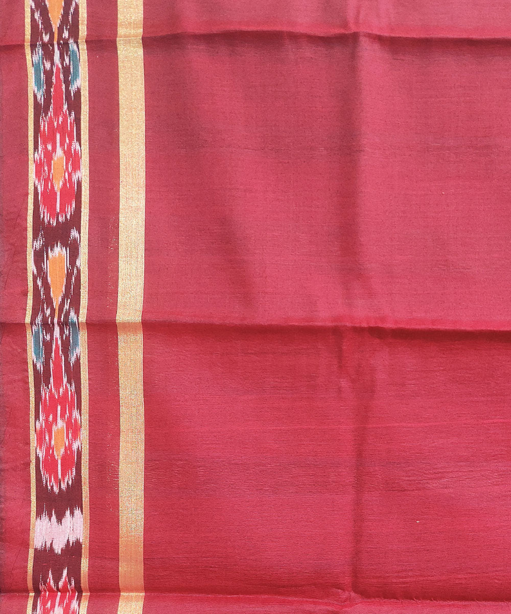 Sky blue maroon tussar silk handwoven sambalpuri odisha ikat saree