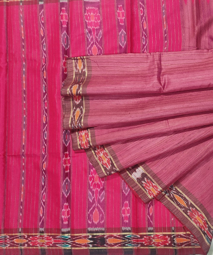 Maroon tussar silk handwoven sambalpuri odisha ikat saree