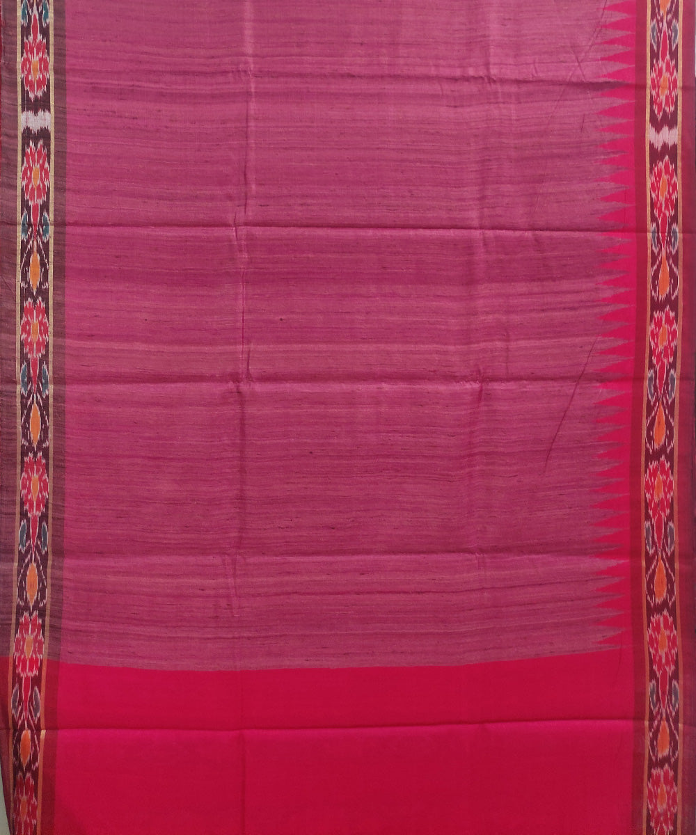 Maroon tussar silk handwoven sambalpuri odisha ikat saree