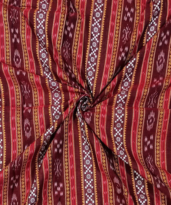 2.5m Maroon handwoven cotton nuapatna kurta material