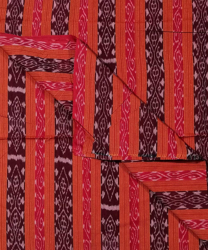 2.5m Red maroon handwoven cotton nuapatna kurta material