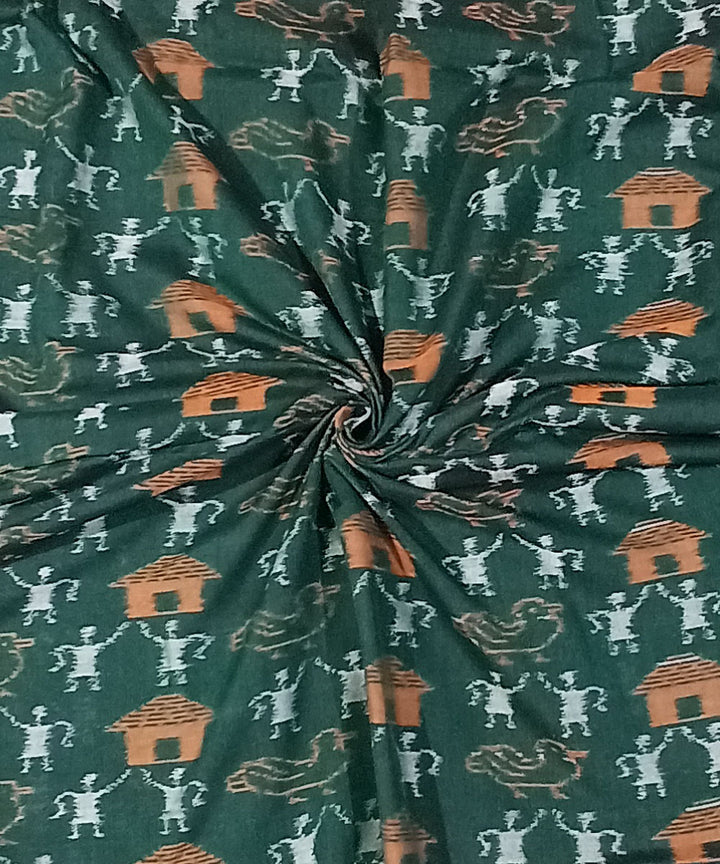 2.5m Dark green handwoven cotton sambalpuri kurta material