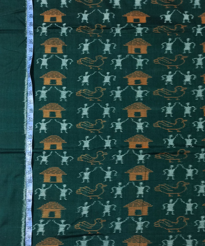 2.5m Dark green handwoven cotton sambalpuri kurta material