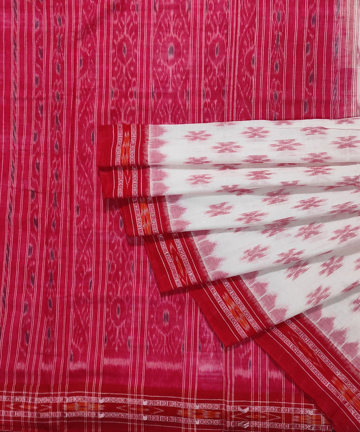 White red handwoven cotton nuapatna saree