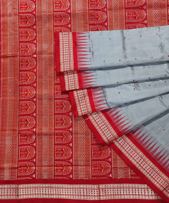 Grey handwoven silk bomkai saree