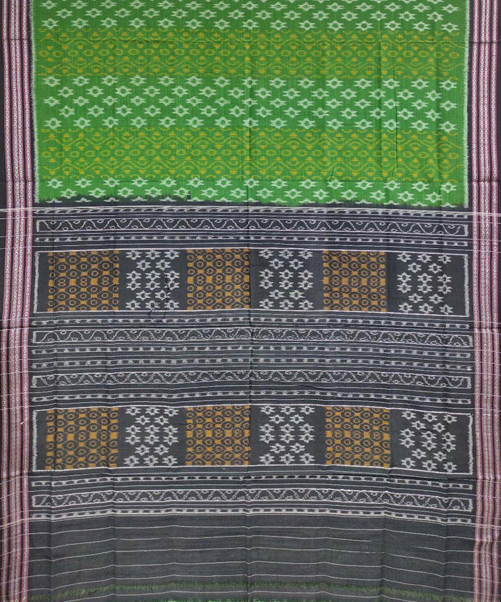 Green black handwoven cotton nuapatna saree