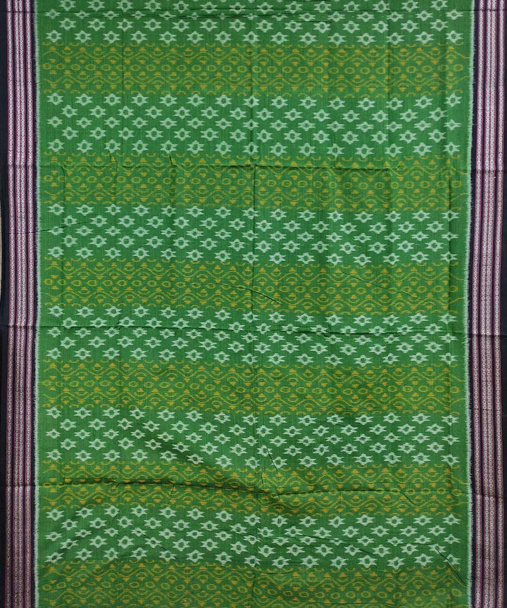 Green black handwoven cotton nuapatna saree