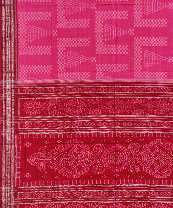 Pink maroon handwoven cotton nuapatna saree