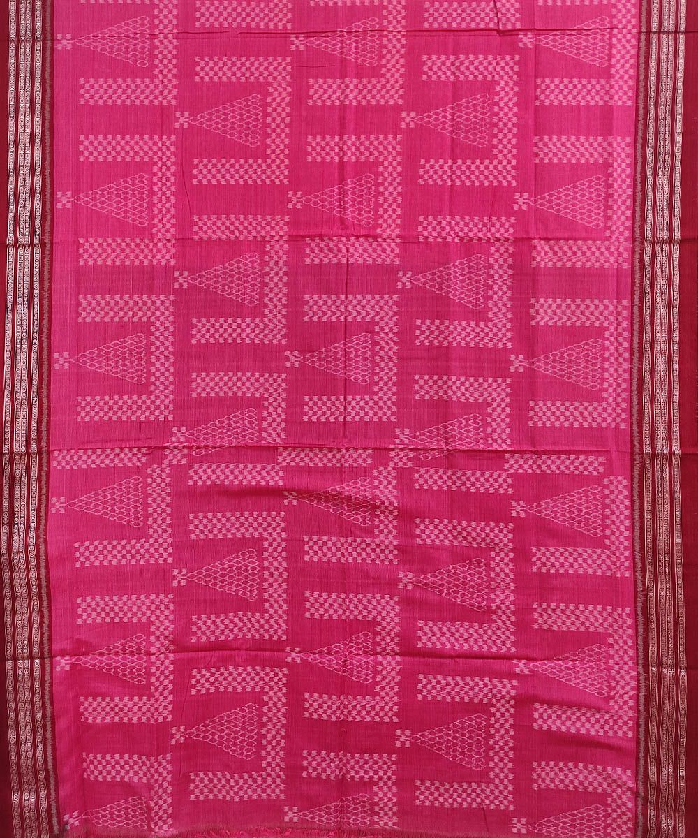 Pink maroon handwoven cotton nuapatna saree