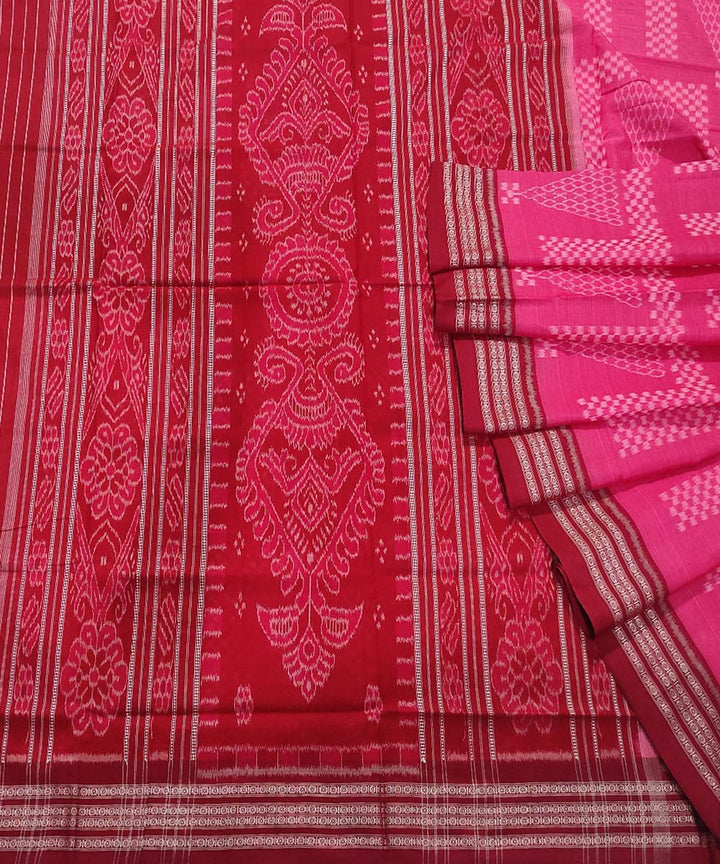 Pink maroon handwoven cotton nuapatna saree