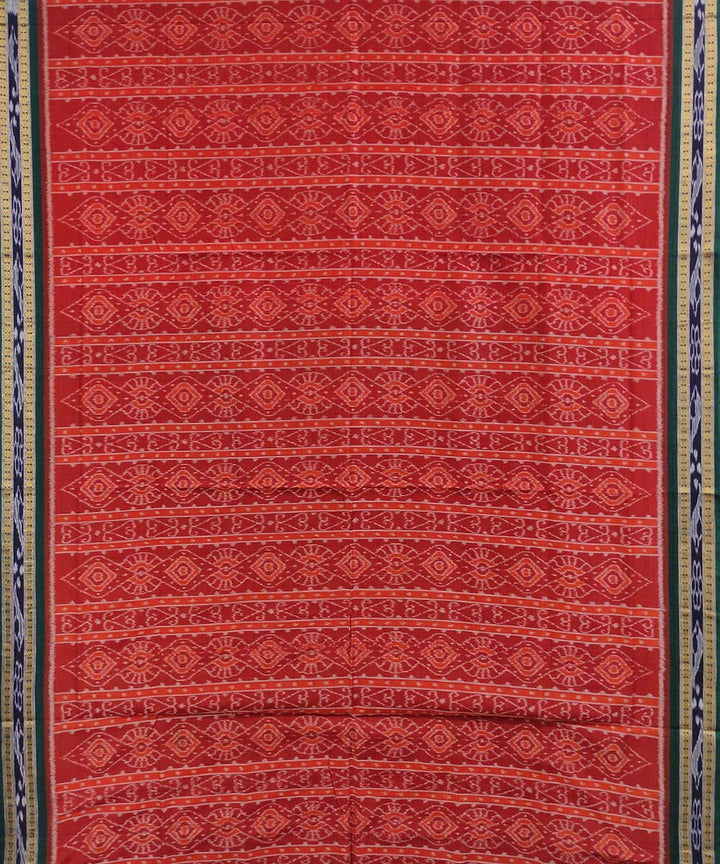 Red green handwoven cotton nuapatna saree