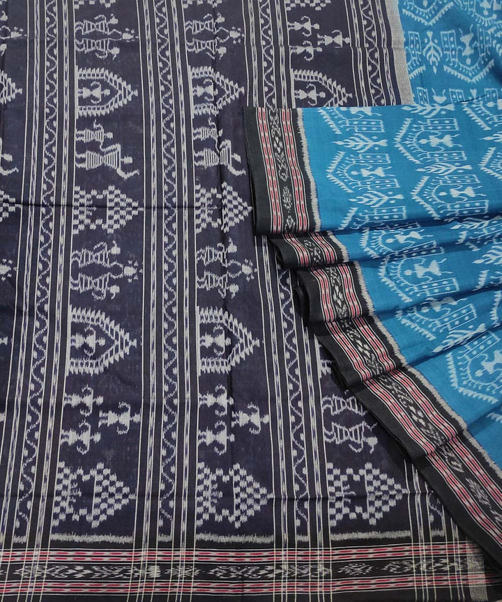 Blue black handwoven cotton nuapatna saree