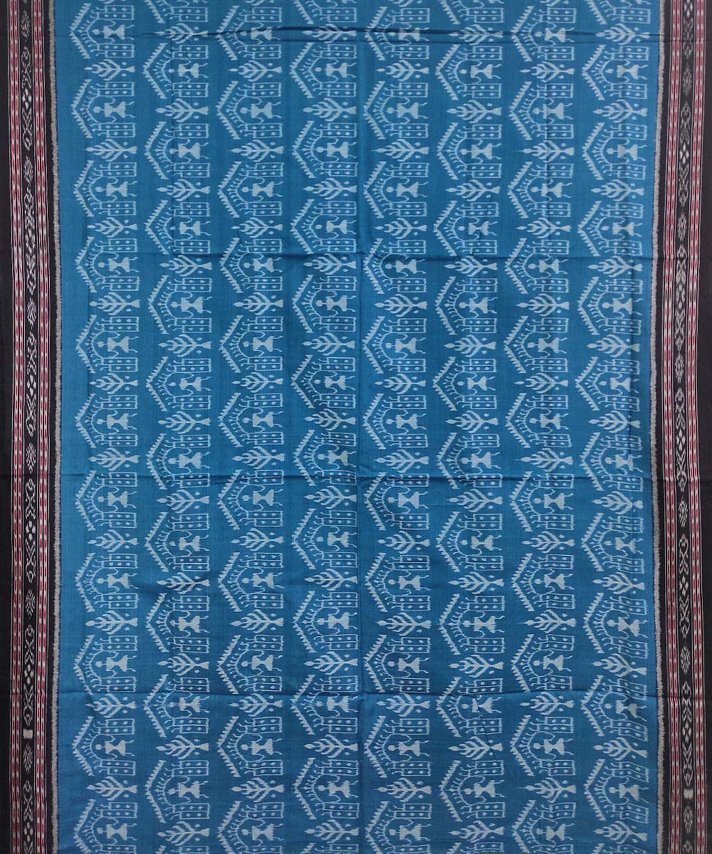 Blue black handwoven cotton nuapatna saree