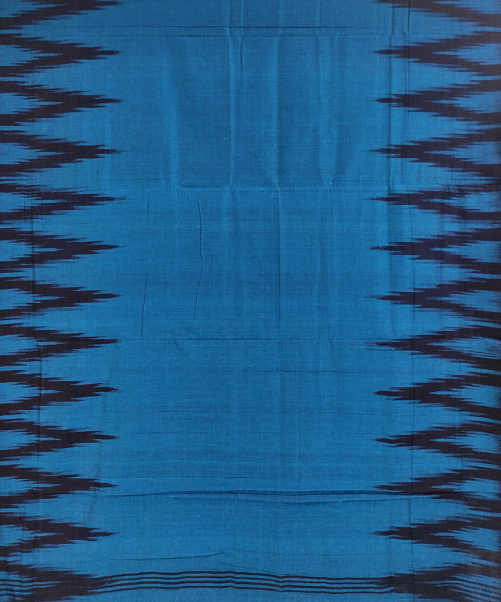 Cyan blue black handwoven cotton nuapatna saree