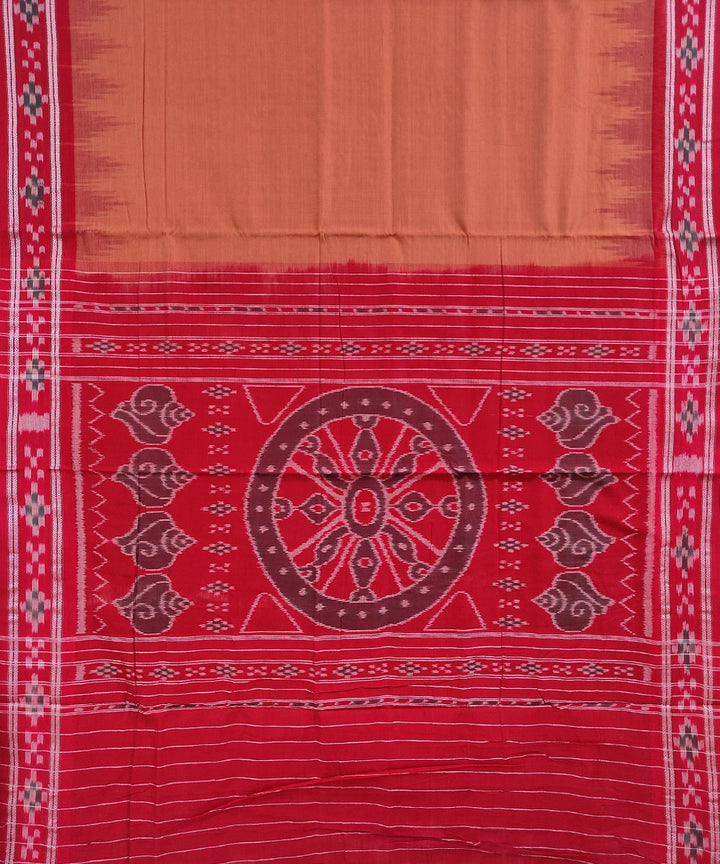 Brown red handwoven cotton nuapatna saree