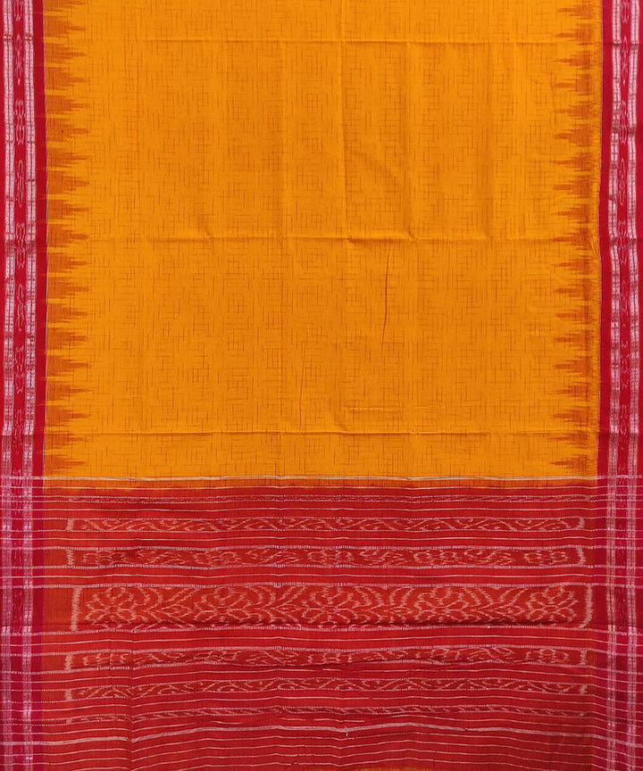 Yellow red handwoven cotton nuapatna saree