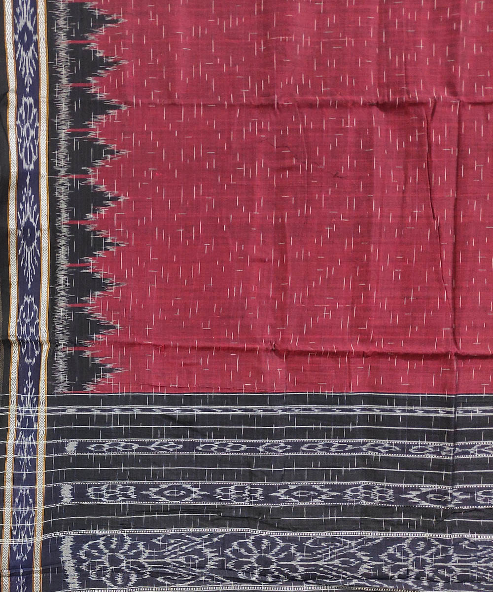 Maroon black hand woven cotton nuapatna saree