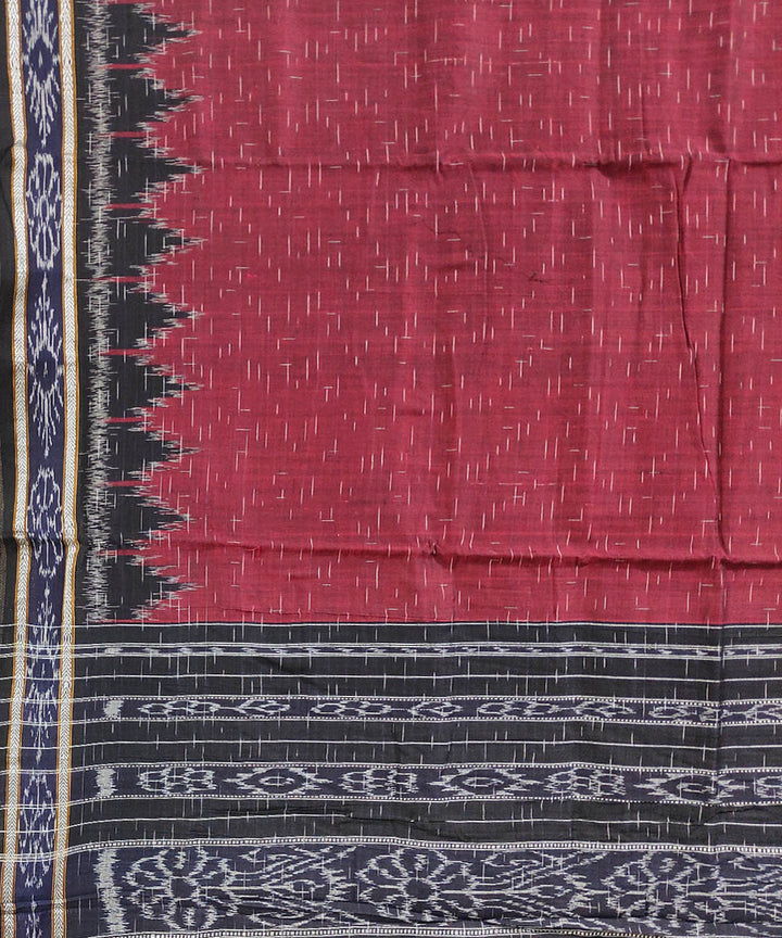 Maroon black hand woven cotton nuapatna saree