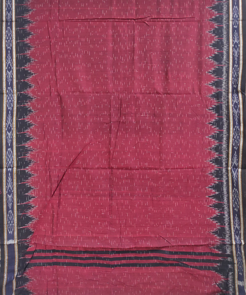 Maroon black hand woven cotton nuapatna saree