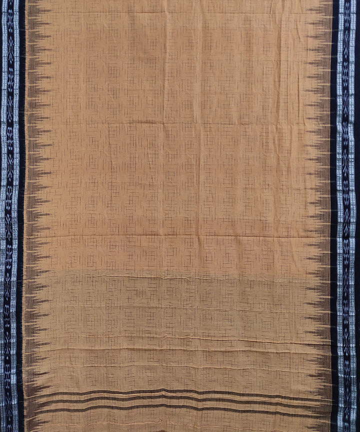 Beige black handwoven cotton nuapatna saree