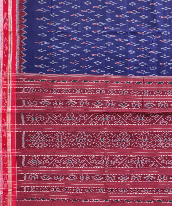 Blue maroon handwoven cotton nuapatna saree