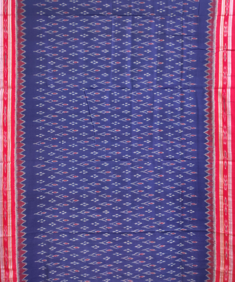 Blue maroon handwoven cotton nuapatna saree