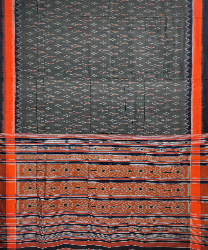 Grey orange handwoven cotton nuapatna saree