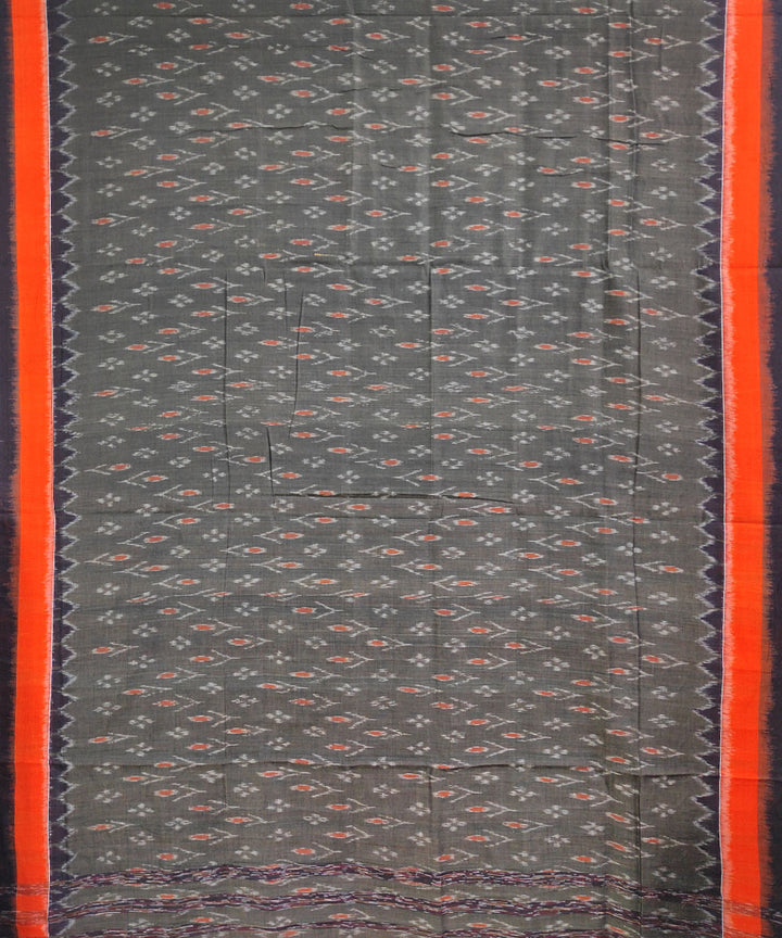 Grey orange handwoven cotton nuapatna saree