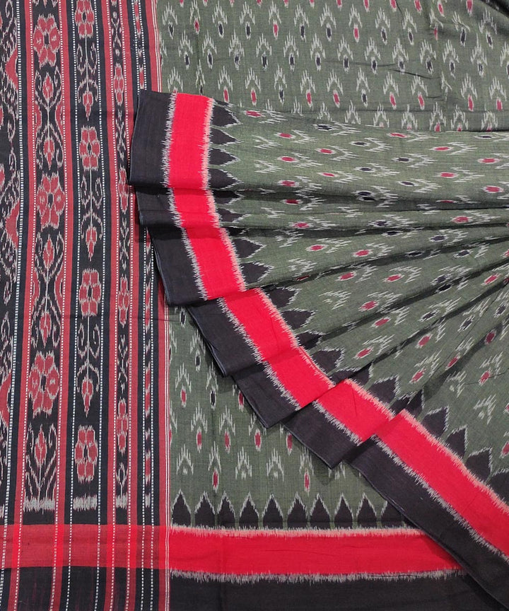 Grey black hand woven cotton nuapatna saree