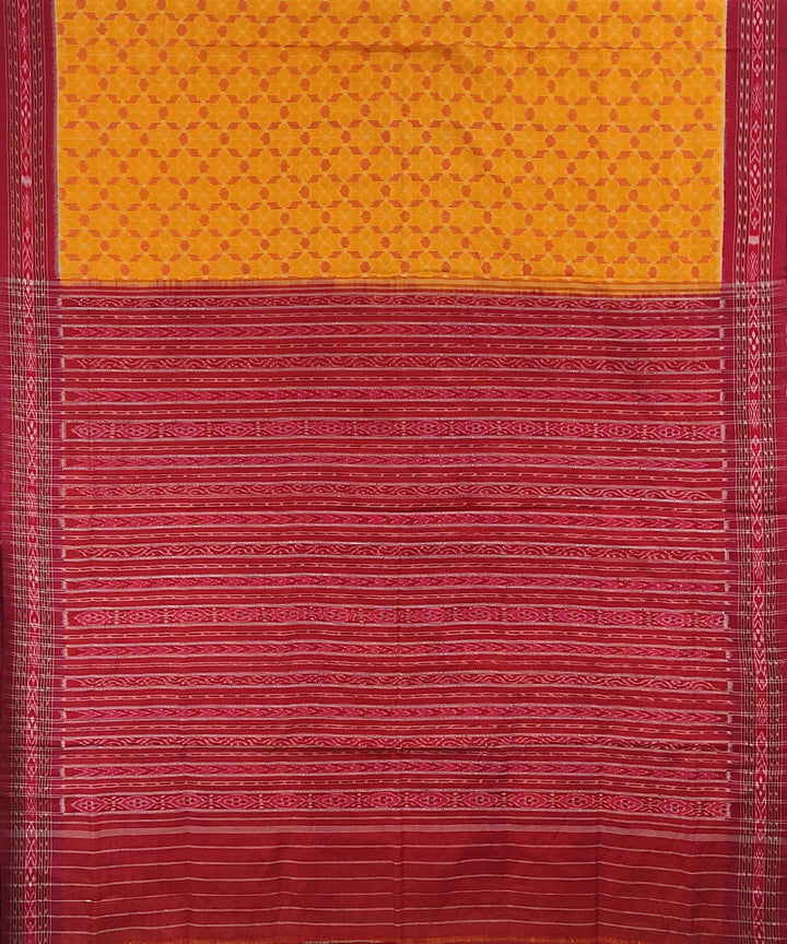 Yellow red handloom cotton sambalpuri saree