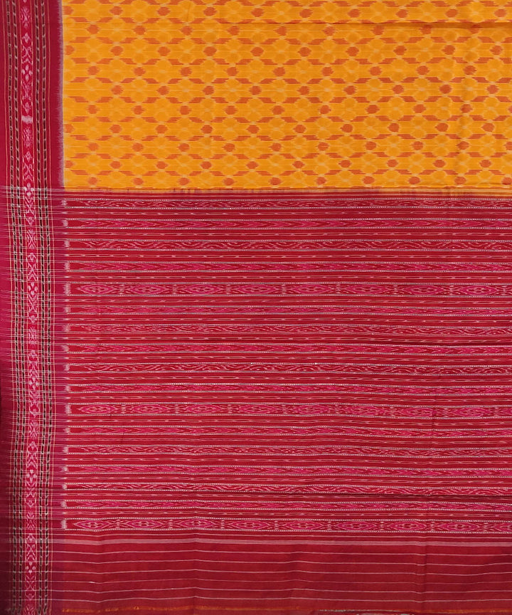 Yellow red handloom cotton sambalpuri saree