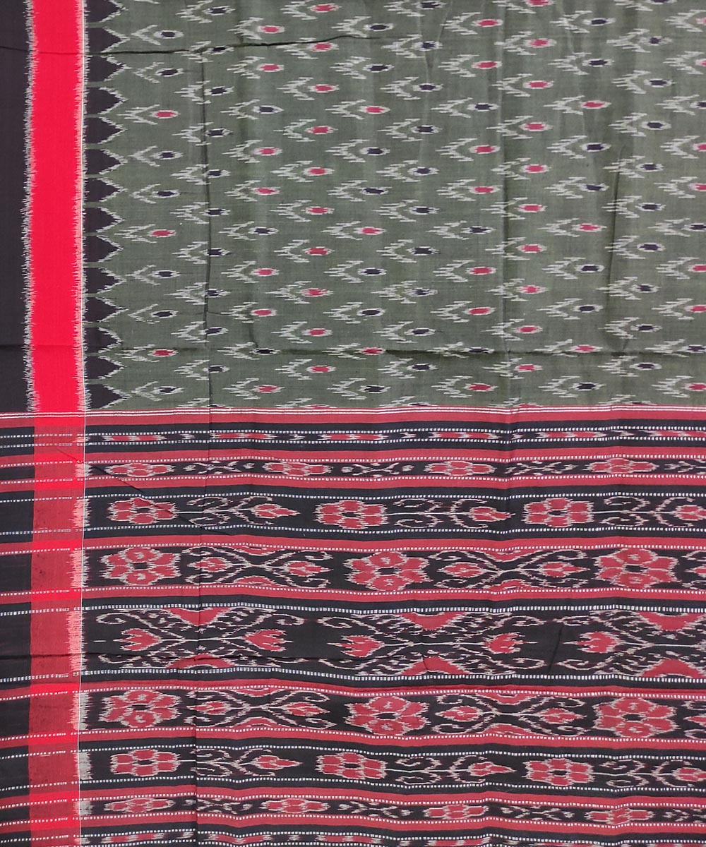 Grey black hand woven cotton nuapatna saree