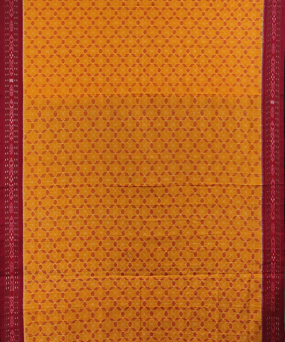 Yellow red handloom cotton sambalpuri saree